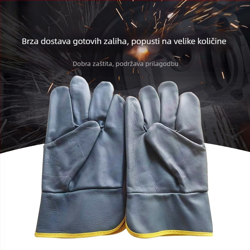 Rukavice za zavarivanje od kože s jednim slojem, za gradilište, otporne na habanje, zaštitne rukavice za zavarivanje