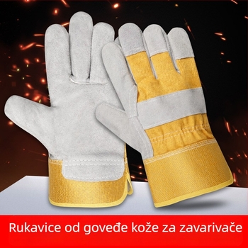Kožne rukavice za zavarivanje od teleće kože, kratka manžeta, otporne na habanje, toplinska izolacija, protiv opeklina
