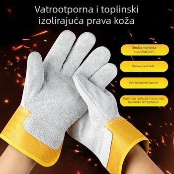 Kožne rukavice za zavarivanje od teleće kože, kratka manžeta, otporne na habanje, toplinska izolacija, protiv opeklina