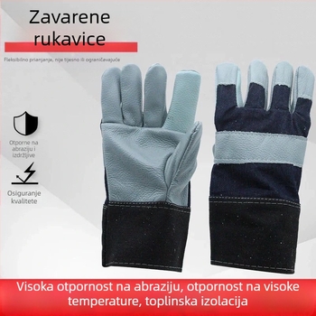 Kratke rukavice za zavarivanje od kože teladi, dvostruki sloj, za zavarivanje argonskim lukom, denim podstava s baršunom i pamukom