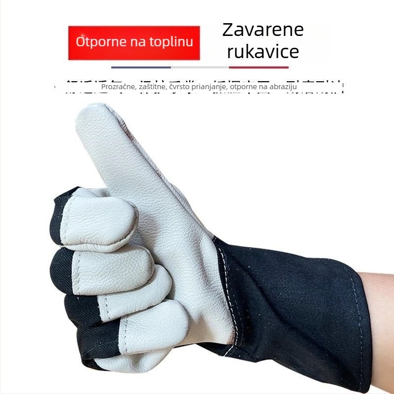 Kratke rukavice za zavarivanje od kože teladi, dvostruki sloj, za zavarivanje argonskim lukom, denim podstava s baršunom i pamukom