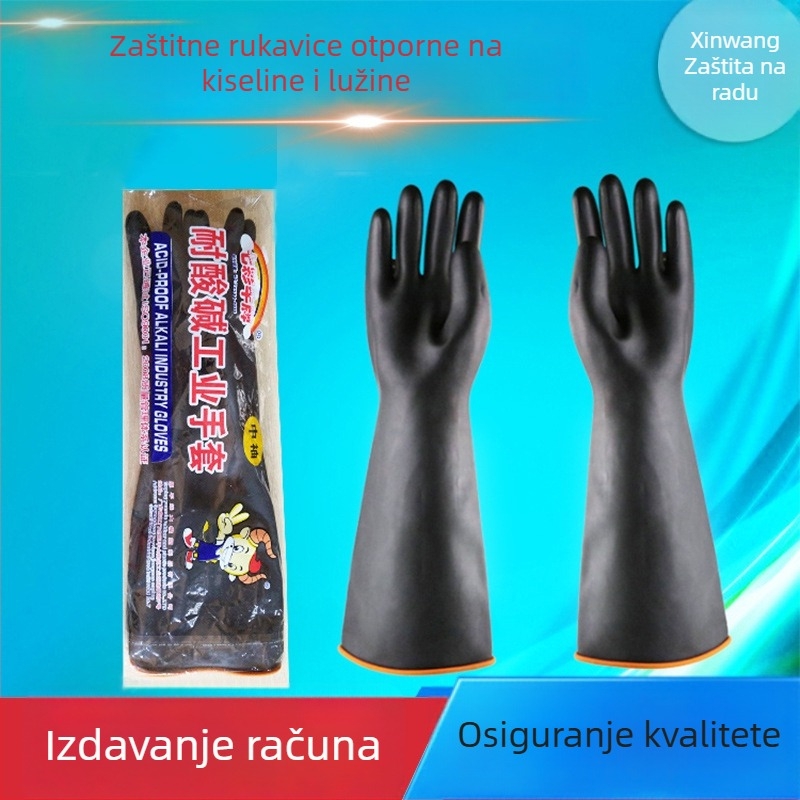 Colorful Cow industrijske gumene rukavice, otporne na koroziju i kiseline/alkalije, crne, debele, izdržljive, produžene, vodootporne