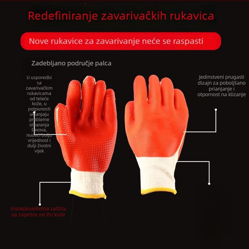 Redwood rukavice za zavarivanje s mekanim gumastim filmom, dvostruka izolacija, protuklizne i otporne na habanje za brušenje, rezanje i poliranje