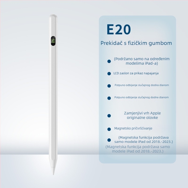 Kapacitivni stylus za iPad s Bluetoothom i magnetskim punjenjem