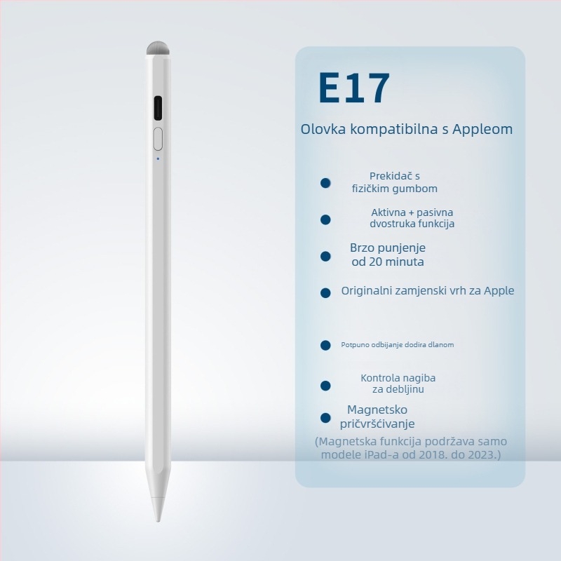 Kapacitivni stylus za iPad s Bluetoothom i magnetskim punjenjem