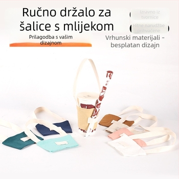 Moderna minimalistička platnena torbica za čašu s ručkom – prijenosna zaštita za čaše mliječnog čaja i kave