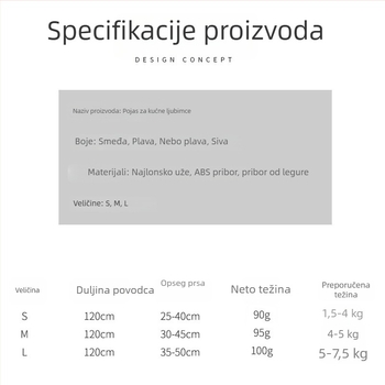 Povodac za kućne ljubimce s prsnim remenom i mašnicom za mačke i male pse