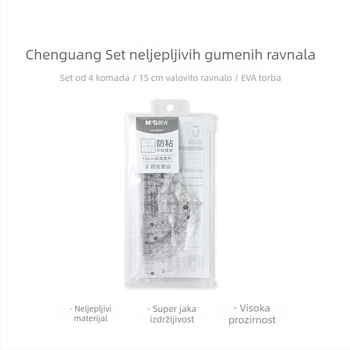 Morning Mg premium nelepiva gumena linijka za učenike — prozirna višenamjenska linijka za crtanje i mjerenje 960W7
