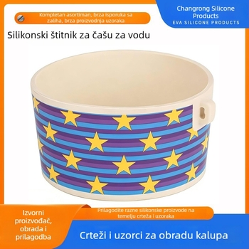 Prilagođena silikonska zaštitna navlaka za čašu vode, cilindričnog pravokutnog oblika, protuklizna i izolacijska – izrađeno prema crtežima i uzorcima