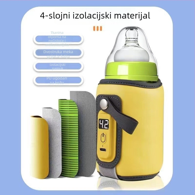Prijenosni omotač za zagrijavanje mlijeka s izolacijom, oblog za održavanje stalne temperature, grijani džep za vrećicu mlijeka i poklopac za termos