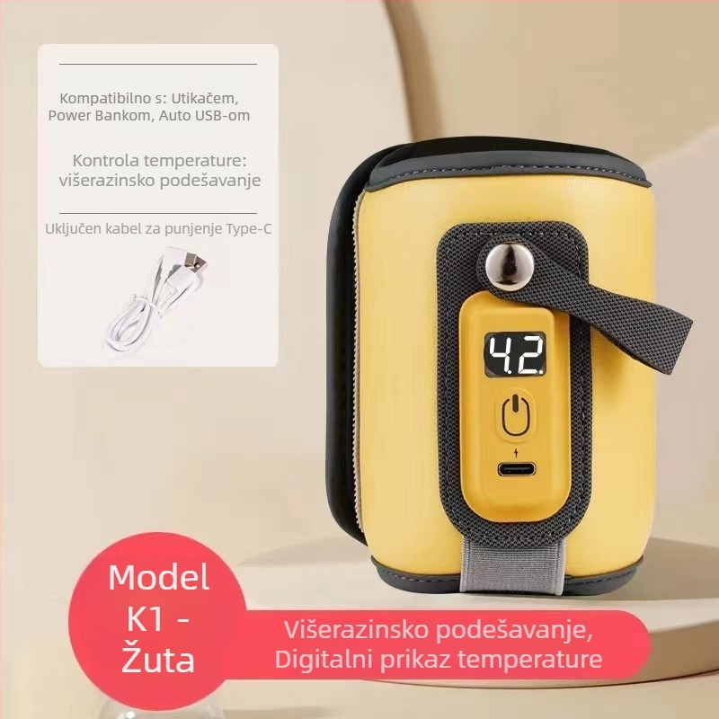 Prijenosni omotač za zagrijavanje mlijeka s izolacijom, oblog za održavanje stalne temperature, grijani džep za vrećicu mlijeka i poklopac za termos