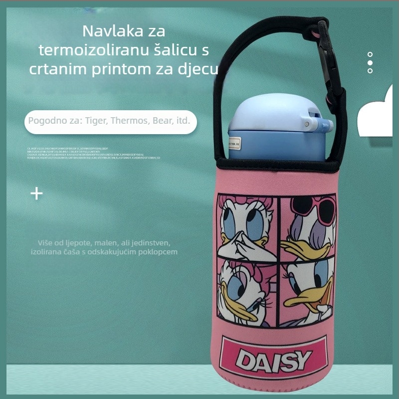 Prijenosni izolacijski omot za čašu s logom, reljefna tekstura, otpornost na padove.