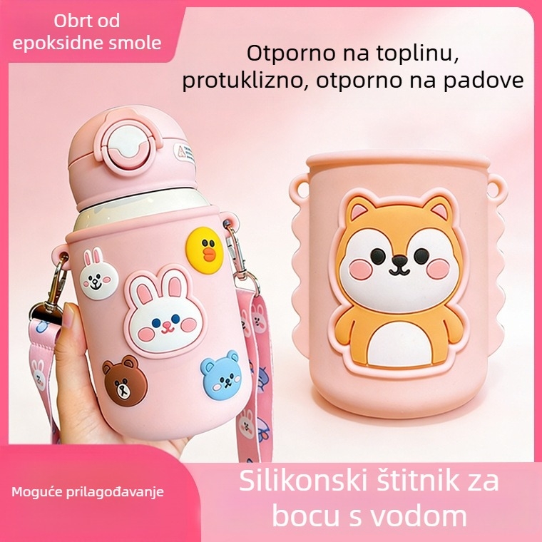 Prilagodljiva silikonska navlaka za čašu, izolacija, ekološki prihvatljivo, crtani dizajn, protuklizno, vodootporno, mekani silikon