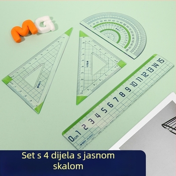 M&G 960 mm veliki ravnalo — četverodjelni set s trokutastim ravnalom, višefunkcionalne školske potrepštine