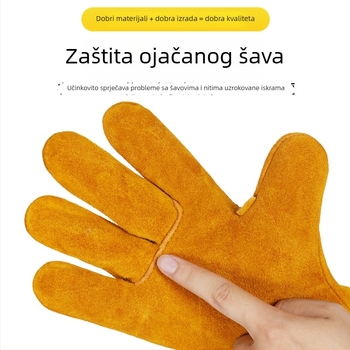 Kožne rukavice za zavarivanje od kravlje kože, otporne na habanje, duge, protiv opeklina, otporne na visoku temperaturu, zaštitne rukavice za zavarivače