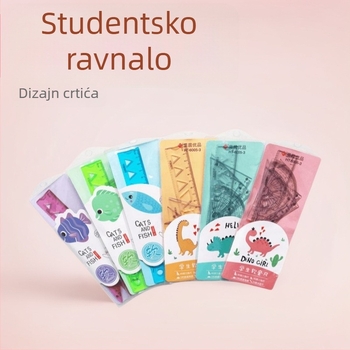 Studentski set od četiri plastične ravnalo, uključujući trokutno ravnalo i kutomjer