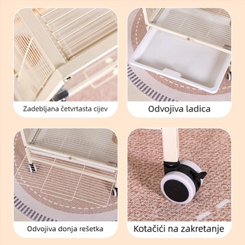 Velika kućna kavez za ptice s prozirnim, otpornim na prskanje staklom za promatranje, pogodna za papige i manje ptice