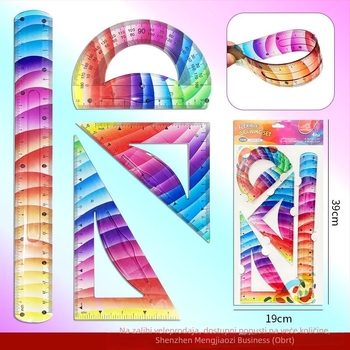 Fleksibilan šareni prozirni plastični set ravnala - 15/20/30 cm za učenike