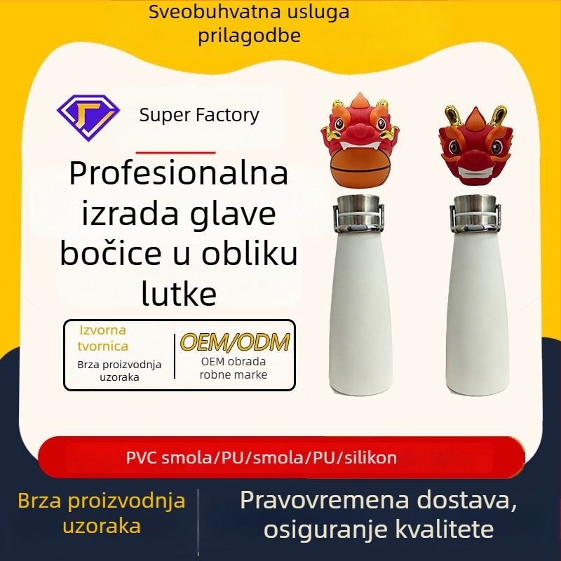 Kapica boce u obliku lutke od PVC-a s mekom gumom, silikonska kapica za termos — prilagodljiv dodatak