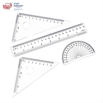 Akrilno pravilo 20 cm, set s 15 cm trokutom i 9 cm kutomjerom