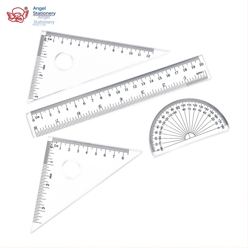 Akrilno pravilo 20 cm, set s 15 cm trokutom i 9 cm kutomjerom