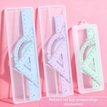 Metalni set školskih ravnala 15 cm/18 cm/20 cm s trokutom i kutomjerom