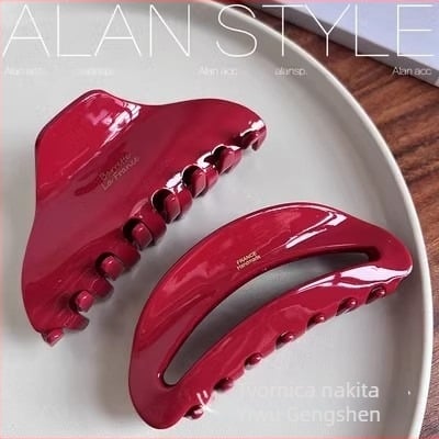 Crvena velika kopča za kosu od acetata za žene, Shark Clip stil za stražnji dio glave