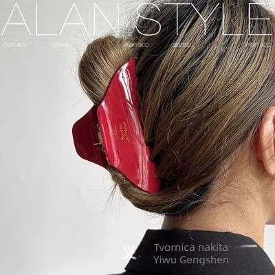 Crvena velika kopča za kosu od acetata za žene, Shark Clip stil za stražnji dio glave