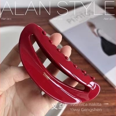Crvena velika kopča za kosu od acetata za žene, Shark Clip stil za stražnji dio glave