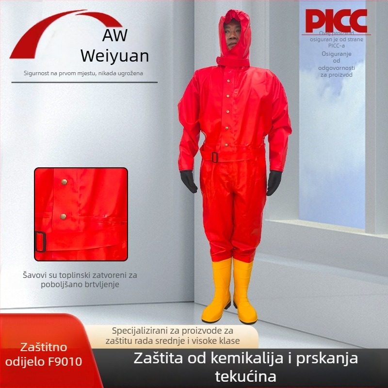 Weian lagani kemijski zaštitni kombinezon, poluzatvoren model F9010, otporan na kiseline i baze, antistatičan, za cijelo tijelo