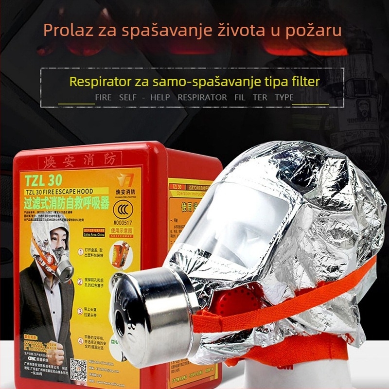 Vatrootporna maska protiv dima i toksina s 3C certifikatom, za kućnu upotrebu i bijeg u slučaju požara