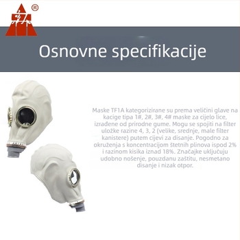 TF1-A plinska maska za potpuno lice od prirodne gume
