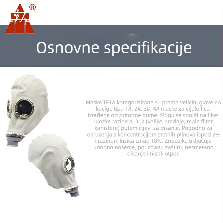 TF1-A plinska maska za potpuno lice od prirodne gume