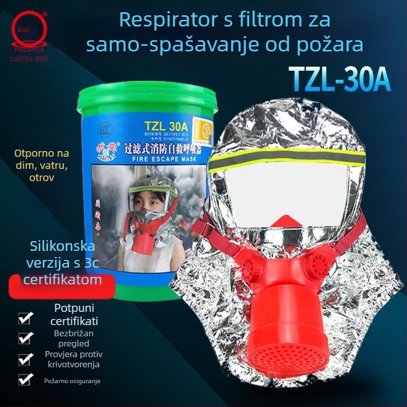 TZL30A silikonska maska za evakuaciju – Zhejiang marka filtrirajuća maska, zaštita od dima, toksina i prašine