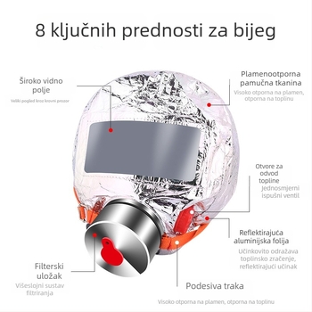 Wang'an TZL30 3C certificirana maska protiv dima i plinova, s filtrom za izlaz u slučaju požara, respirator za spašavanje