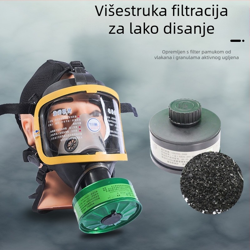 Potpuna maska za lice s respiratorom i sustavom samofiltiranja, zaštita od toksičnih plinova, model T3, od PC-a i tekućeg silikona