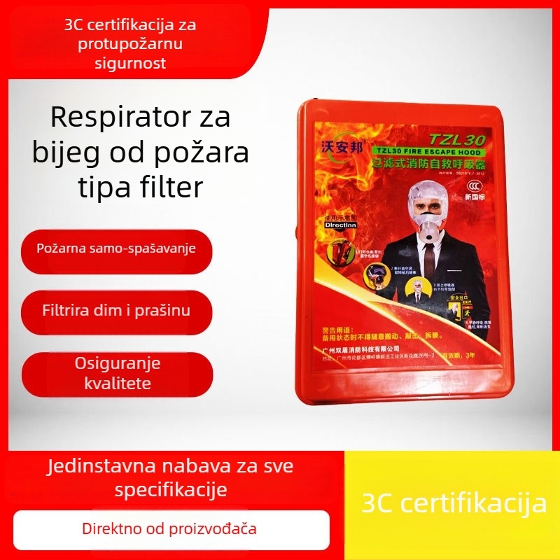 Set samospašavajućeg respiratora i maske za bijeg od požara za hotele, gostinjce i najam kuća