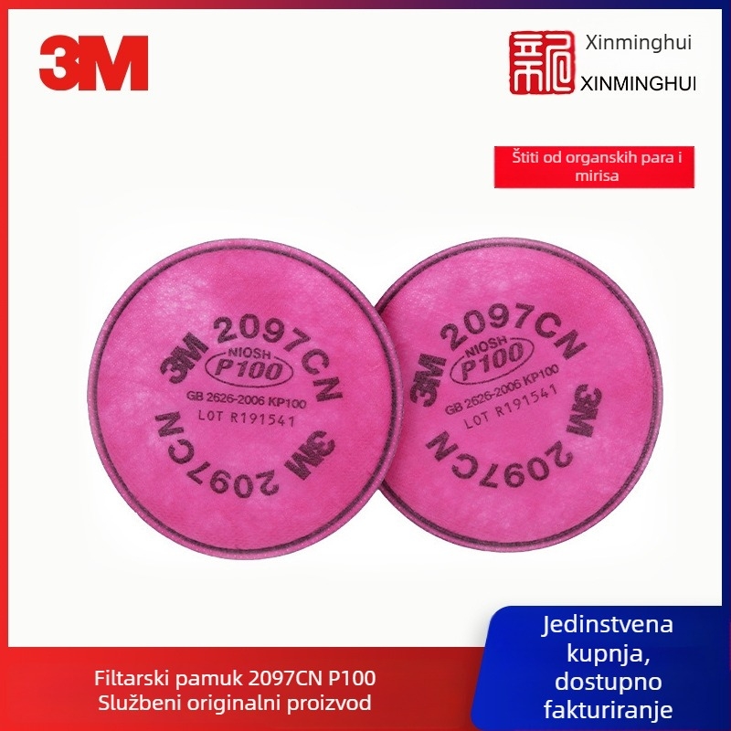 3M 2097CN P100 Filter za organske pare i čestice s aktivnim ugljenom za maske 6000/6500/7500