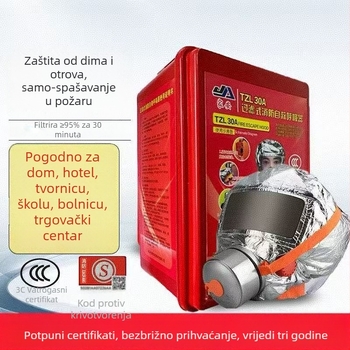 Filtrirajuća maska za samospašavanje, maska za lice, zaštita od dima i plinova, 3C certificirana za evakuaciju tijekom požara