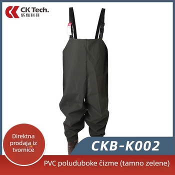 K002 Jednodelni PVC vodootporni waders, poluduga dužine, debeli PVC materijal, za ribolov i kišu