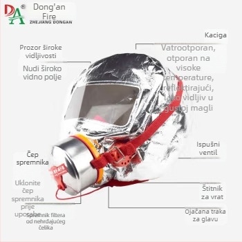 Respirator s filtrom za požar i otrovne plinove, noćno osvjetljenje uz pohranu energije, 3C certifikat, maska za evakuaciju visokih zgrada