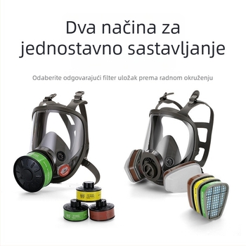 Prilagodljiva maska za cijelo lice s silikonim filtrom, anti-fog, široko vidno polje za bojanje, kemijske radove, primjenu pesticida i gašenje požara