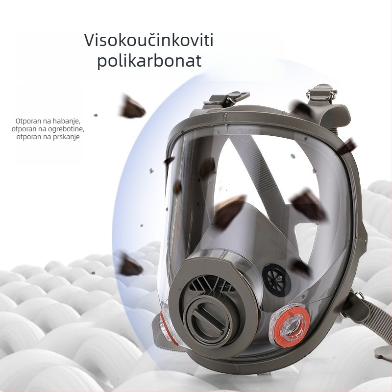 Prilagodljiva maska za cijelo lice s silikonim filtrom, anti-fog, široko vidno polje za bojanje, kemijske radove, primjenu pesticida i gašenje požara