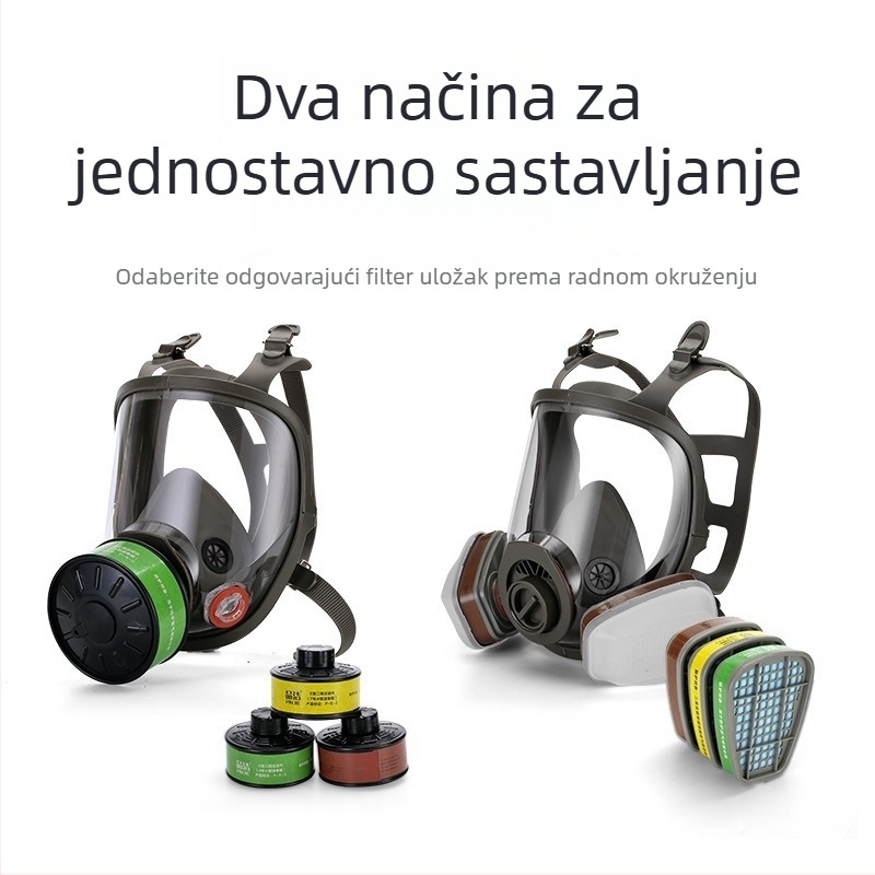 Prilagodljiva maska za cijelo lice s silikonim filtrom, anti-fog, široko vidno polje za bojanje, kemijske radove, primjenu pesticida i gašenje požara
