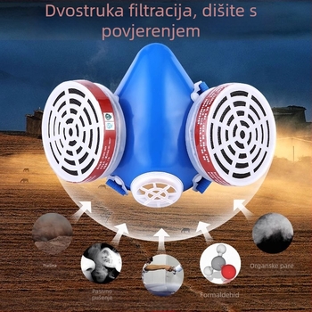 Maska za cijelo lice od silikona za prašinu, dim i kemijske pare, pogodna za raspršivanje pesticida i bojanje