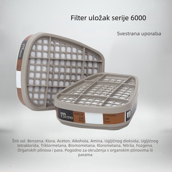 Maska za plin s filtrom aktivnog ugljena, modeli 6001/6002/6004, kompatibilna s 6200