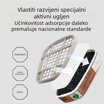 Maska za plin s filtrom aktivnog ugljena, modeli 6001/6002/6004, kompatibilna s 6200
