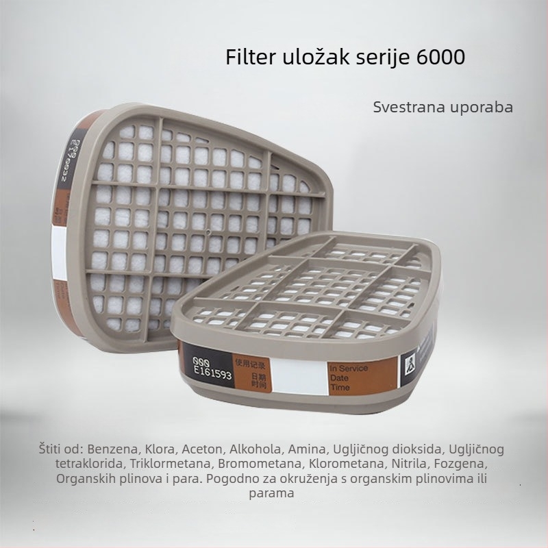 Maska za plin s filtrom aktivnog ugljena, modeli 6001/6002/6004, kompatibilna s 6200
