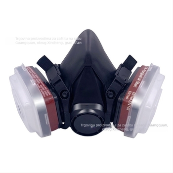 Crna gas maske 6200 za prašinu i otrovne plinove, gumeno tijelo, dvostruki filtri, četverostruka traka za glavu, respirator za disanje