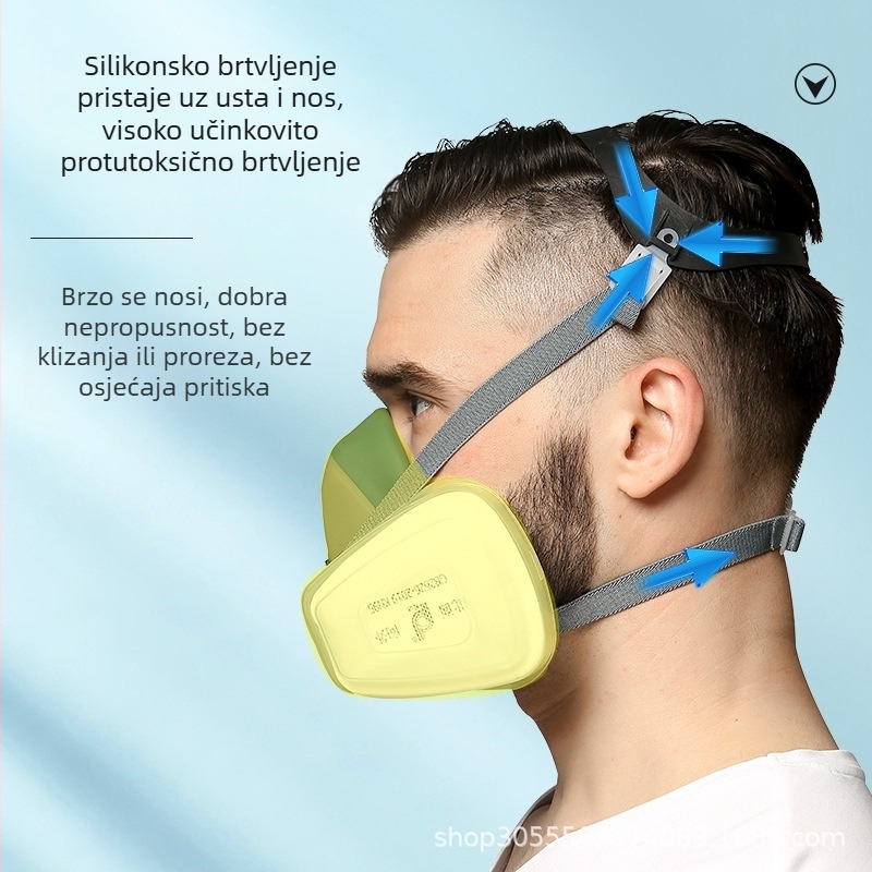 Maska za cijelo lice za sprej boje i kemijska okruženja; zaštita od prašine i dima, respiratorna kapuljača